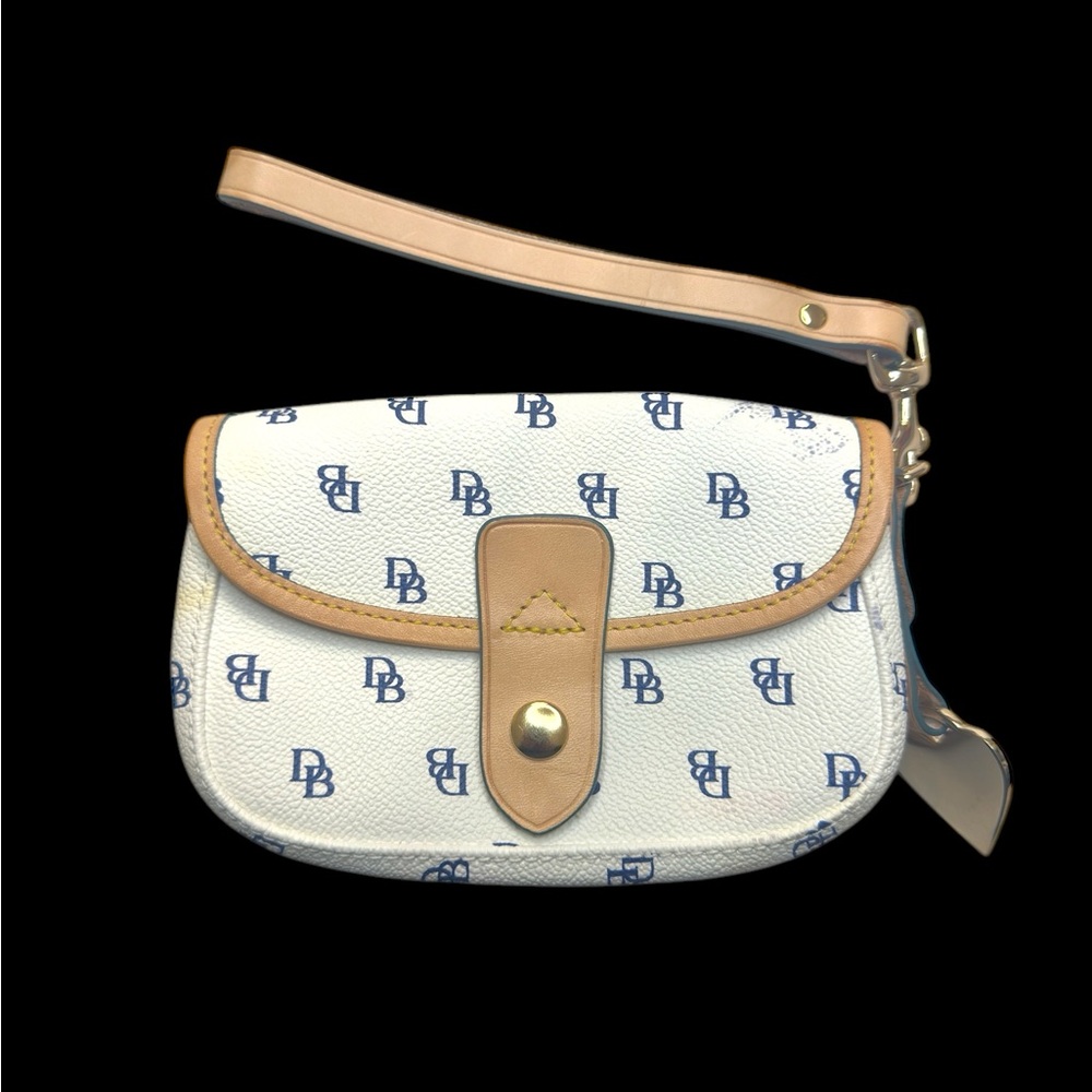 Dooney & Bourke White and Tan Wristlet